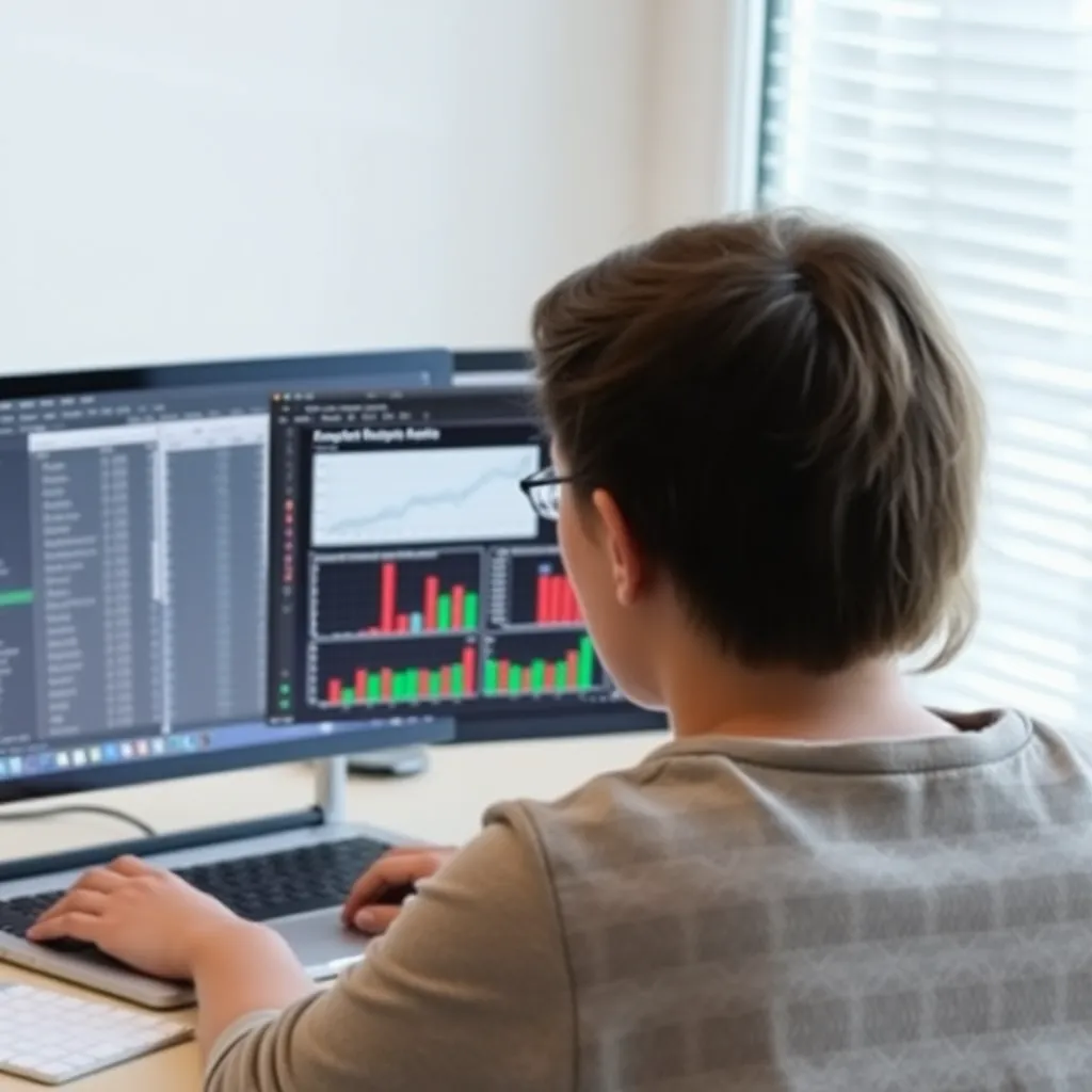 Student die deelneemt aan een online data-analyse proefles
